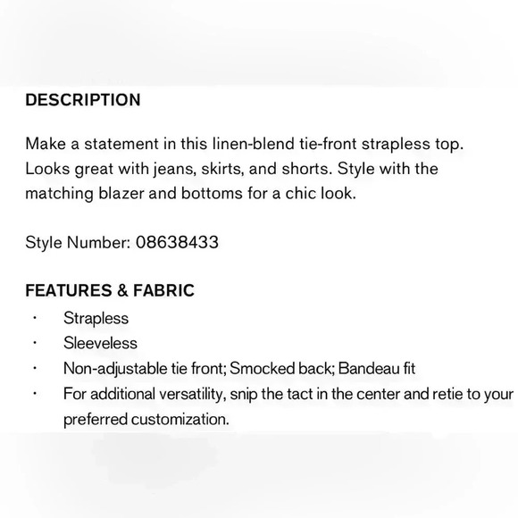 Express Linen Blend Tie Front Bandeau Top - Picture 4 of 4